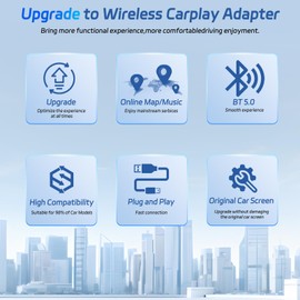 podofo 2025 Upgrade Carplay Wireless Adapter Dongle for Original Wired USB CarPlay Cars Convert Wired to Wireless CarPlay Plug and Play