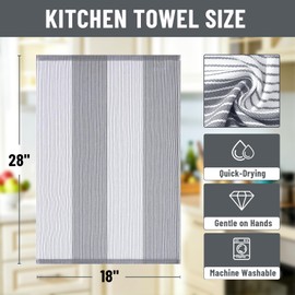 Homaxy Premium Cotton Kitchen Towels 18"x 28", 6 Pack Large Kitchen Hand Towels, Soft and Absorbent Tea Towel with Hanging Loop, Grey