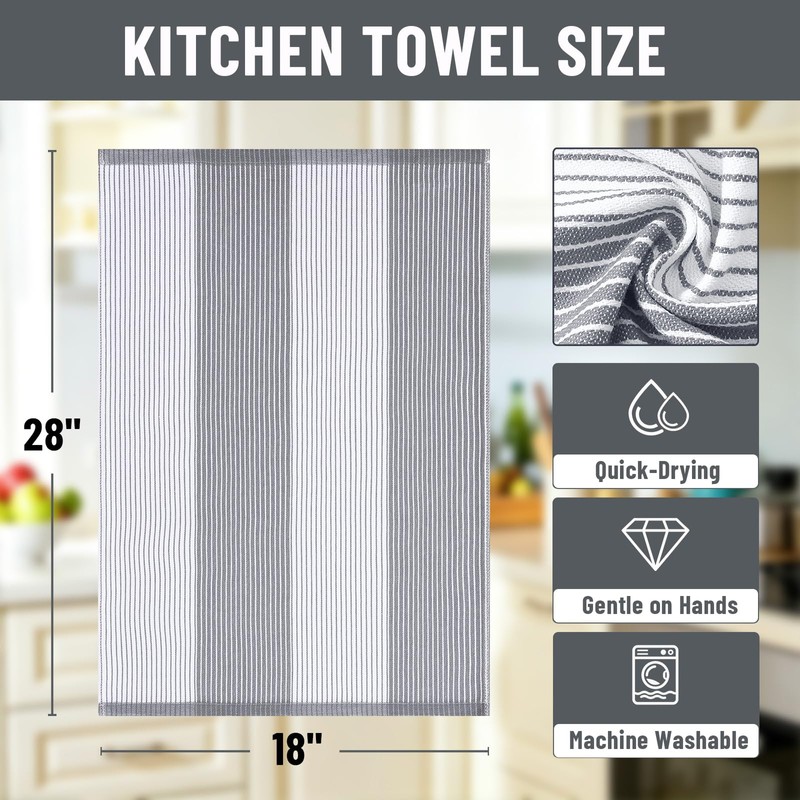 Homaxy Premium Cotton Kitchen Towels 18"x 28", 6 Pack Large