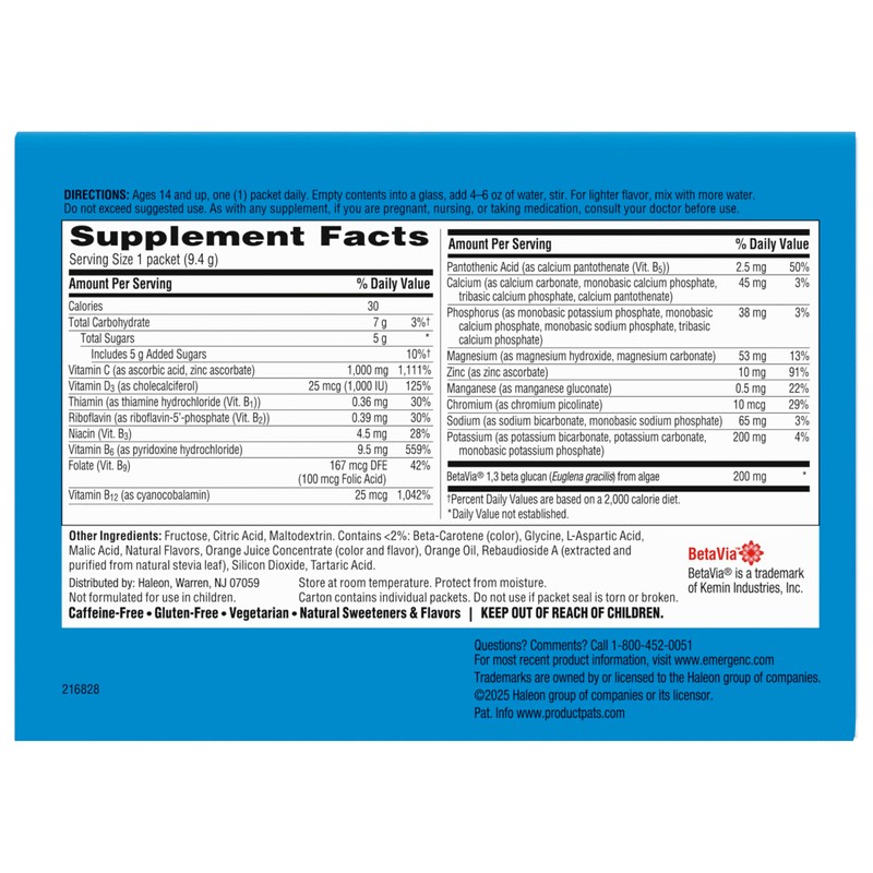 Emergen-C Immune+ Triple Action Immune Support Powder, BetaVia (R), 1000mg