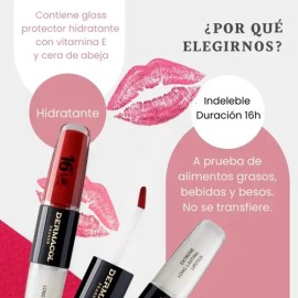 Labial Indeleble Y Gloss 16h Lip Colour Dermacol Vitamina E                                                                                           