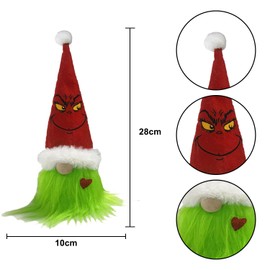 HAICN Grinch Doll Christmas Cute Plush Ornaments Unique Funny Grinch Doll Hair Dwarf Figurine Eve Party Gnome Ornaments for Child Home Holiday (Green)