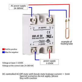 XTVTX SSR-40DA Solid State Relay Single-phase Solid State Relay Input 3-32V DC Output 24-380V AC