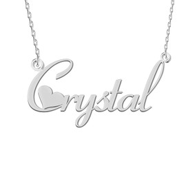 GR35Z9 Crystal Name Necklace Silver for Women Dainty Stainless Steel Initial Pendant Jewelry for Mom