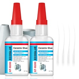 30gx2 Ceramic Glue Clear for Ceramic Repair,Fast-Curing & Weatherproof Adhesive, Safe & Non-Toxic, Instant & Super Viscosity Glue for Glass, Wood, Plastic, Metal, Stone, Jewelry, DIY