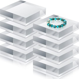 Remerry Remerry 8 Pieces Acrylic Display Block 4 x 4 x 1 Inch Clear Polished Acrylic Square Display Cube Block Stand Holder for Rings Jewelry Ornaments