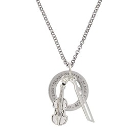 Delight Jewelry Silvertone Violin and Bow Class of 2026 Affirmation Ring Necklace, 23"
