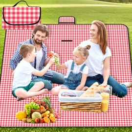 Axinyijia 200 x 200 cm Picnic Blanket with Handle, Picnic Blanket, Waterproof, Portable Camping Blanket, Large, Beach Mat for Outdoor Picnics, Camping