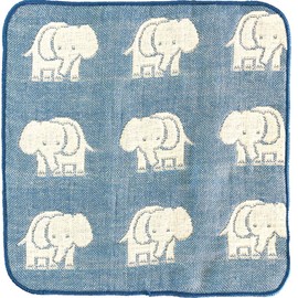 Seikan ELFH-050 Handkerchief, Made in Japan, Pure Cotton, Handkerchief Towel, 6 Layered Gauze, Baby, 7.9 x 7.9 inches (20 x 20 cm), Blue, Elephant Infant, BL