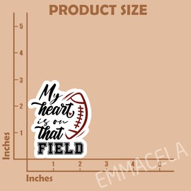 (3PCS) Football Stickers - My Heart is on That Field - Waterproof Vinyl Decal for Laptops, Tumblers, Water Bottles, Sports Stickers for Football Players & Teams - 3" x 2.4"