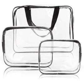 Waterproof Travel Bag with Zipper, Clear (Pack of 3), transparent, s