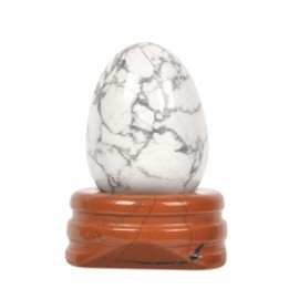 Justinstones White Howlite Natural Gemstone Quartz 30mm Egg Shaped Crystal Healing Chakra Energy Balancing Meditation Home Office Decor Stone with Stone Stand