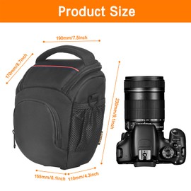 FOSOTO DSLR/SLR Camera Bag Compact Camera Shoulder Bag case Waterproof Compatible for Canon 4000D 2000D 850D M50 Mark II, Nikon D5600 D3300 D850 D5300, Sony Alpha 6400 with Extra Raincover (Black)