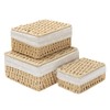 VTOBON Wicker Storage Basket with Lid, 3-Pack Handwoven Shelf Baskets