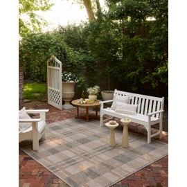 Loloi Birch Collection BIR-05 Bone/Gold 5' x 7'-3", .25" Pile Height, Area Rug, Indoor/Outdoor, Durable, Neutral, Easy Clean, Rug for Patio, Deck, Entry, Balcony, Outdoor Space