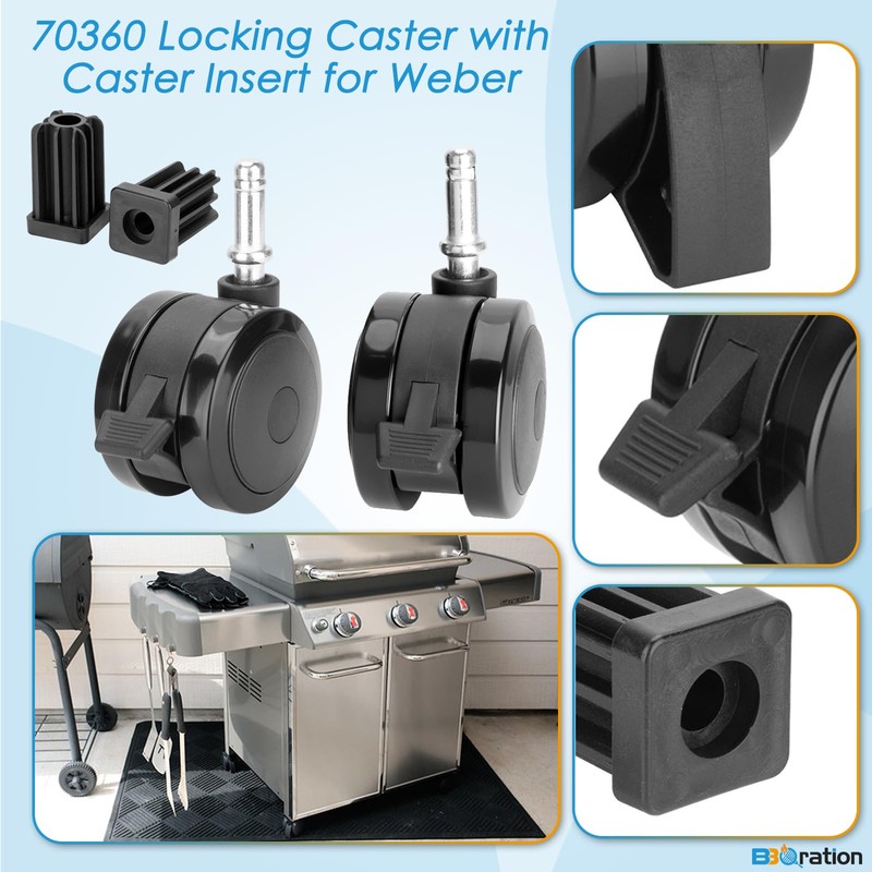 BBQration 70360 Locking Caster with Insert for Weber Spirit E-310