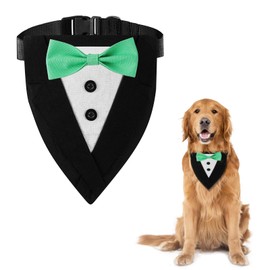 Dog Collars, Formal Dog Tuxedo Wedding Dog Bandana,Suitable for Medium and Large Dogs Bow Tie Dog Collar,Dog Valentines Outfit Birthday Cosplay HITDER(Black Bow-M)