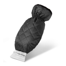 Gasedin Ice Scraper with Glove, Car Windshield Ice and Snow Scraper with Waterproof Mitt, Warm Cozy Snow Removal Shovel Tool Snow Scraper Mitt for Car Window, Car Accessories (Black)