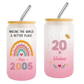 20 Year Old Girl Gift 20th Birthday Gifts for Girls 2025,20th Birthday Cups With Straw and Lid for Girls Ideas,Happy 20 Birthday Decorations for Girl,2005 Fashion Presents for Her,Sister,Friend