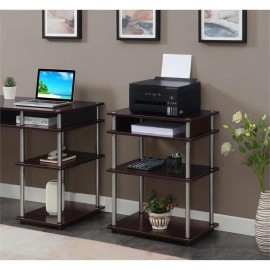 Convenience Concepts Designs2Go No-Tools Printer Stand with Shelves in Espresso Wood Finish