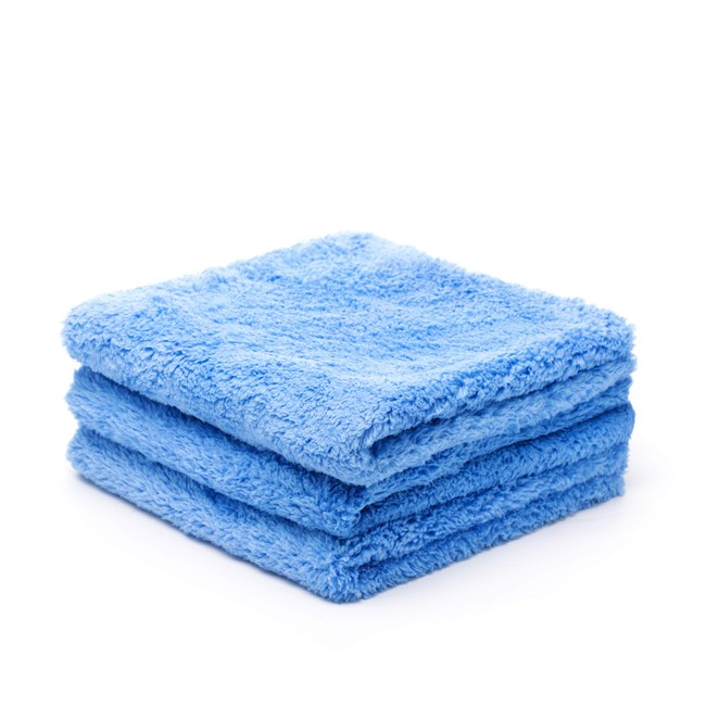 Kingole Microfiber Cleaning Cloths Rags Pack of 3, All-Purpose Edgeless Strong Absorbent Towels Scratch-Free No Lint or Streaks (Blue, 16"x16")