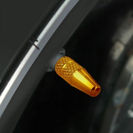 kwmobile Bicycle Valve Caps, Metal Caps For Presta Valves, Mountain Bike Wheel, Valve Cover in Black, Pack of 5, Gold