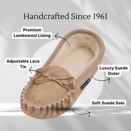 Lambland Women's Sheepskin Suede Wool British Made Soft Sole Moccasin Slippers Indoor Moccasins (uk_footwear_size_system, adult, women, numeric, medium, numeric_7)