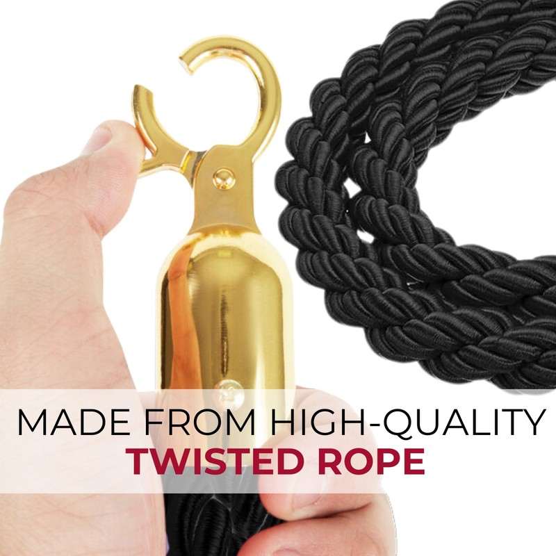 4 PCS Stanchion Set for Party - Black Rope Stanchions
