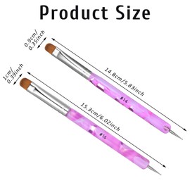 Ymapinc 2 Pcs French Nail Art Brush & Dotting Tool - Professional Nail Salon Quality Brush French Tip Tool, Nail Dotting Pen, Size #14 & #16, Elegant Purple
