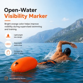 Inflatable Swim Tow Buoy for Open Water – Lightweight PVC Visibility Float with Adjustable Waist Belt for Swimming & Training