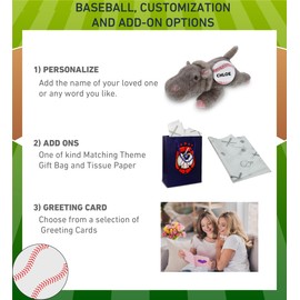 DolliBu Hippo Stuffed Animal with Baseball Plush – Soft Hippopotamus, Adorable Playtime Hippo Plush Toy, Cute Wildlife Gift Toy for Kids and Adults - 11.5 Inches