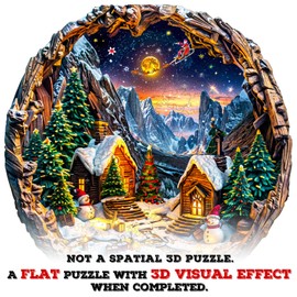 Wooden Puzzle Adults, 270 Pieces 3D Christmas Eve Puzzles, 34 x 33.9 cm Wood Puzzle, Irregular Unique Animal Shape Wooden Puzzles for Adults, Beautiful Gift for Family and Friends