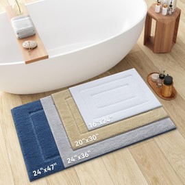 Kitinjoy Bath Mat, Soft and Absorbent Microfiber Bath Rugs, Non-Slip Shaggy Bath Carpet, Machine Wash Dry Bath Mats for Bathroom Floor, Tub and Shoer, 30" x 20", White