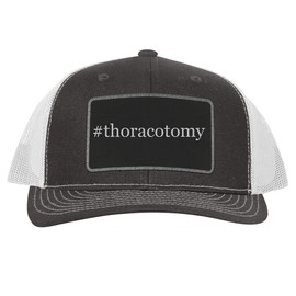 #Thoracotomy - Leather Hashtag Black Patch Engraved Trucker Hat, Grey-White, One Size