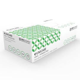 UNIGLOVES Unicare Vinyl Disposable Gloves - Multipurpose, Powder and Latex Free Examination Gloves - Box of 100 Gloves, Green, Large (GS0124)