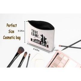 JNIAP True Gift True Crime and Black Cats Cosmetic Bag Black Cat Lover Gift (True C and Black Cats Bag)