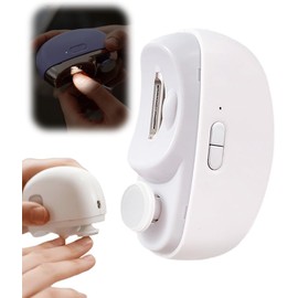 2 in 1 Automatic Electric Nail Clipper with Polishing, Electric Nail Trimmer, Two-Speed Adjustment Electric Nail Clippers, Nail Clipper with Light, Suitable for Kid, Adults, and Elderly (White)
