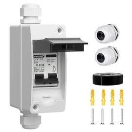 YQBYJING DC Solar Panel Disconnect Switch 50 Amp AC Miniature Circuit Breaker Box 500V 2 Poles with IP65 Waterproof UV-Proof Box for Outdoor Solar PV Homes Battery
