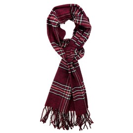 Plum Feathers Plaid Check and Solid Cashmere Feel Winter Scarf, Warm Scarfs, Cold Weather Accessories, Fringe Scarves Burgundy Tartan Plaid