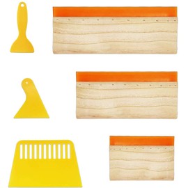 3 Sizes 75 Durometer Wooden Ink Scraper (13.7in, 9.4 in, 5.9 in), 3 Sizes Plastic Ink Scraper (6.8 in, 3.3 in, 2.3 in)，6 Pieces 6 Sizes Screen Printing Squeegee for Screen Printing Craft