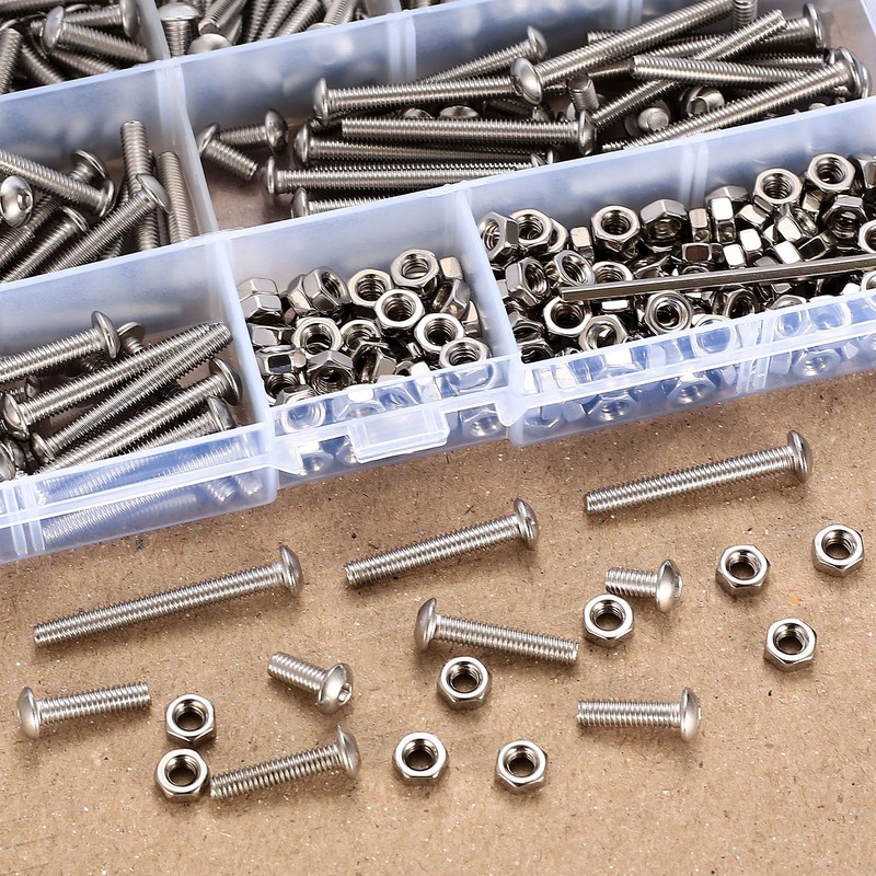 M4 Screws Set, 360 Pieces Rounded Head Hex Screws with
