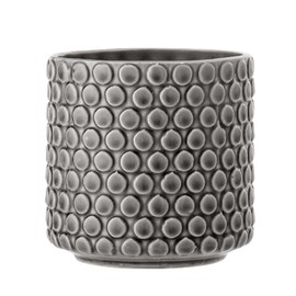 Nordring Ceramic Flower Pot Dotty - colorful Planter, Pot for plants, sukkulents Size M (12,5 cm ø) Dia 5'' H 5'', Stoneware, grey