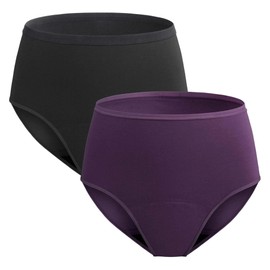REELINDRY Womens Incontinence Underwear Washable, 2 oz Absorbency Leakproof Panties for Female Urinary Leakage 2 Pack (Black-Berry, M)