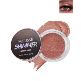 Rose Gold Shimmer Cream Eyeshadow, Ultra-Blendable Glitter Eye Shadow Pot with Moisturizing Formula, Waterproof Long Wear & Highly Pigmented, Single Creme Eyeshadow Highlighter Makeup for Women -04
