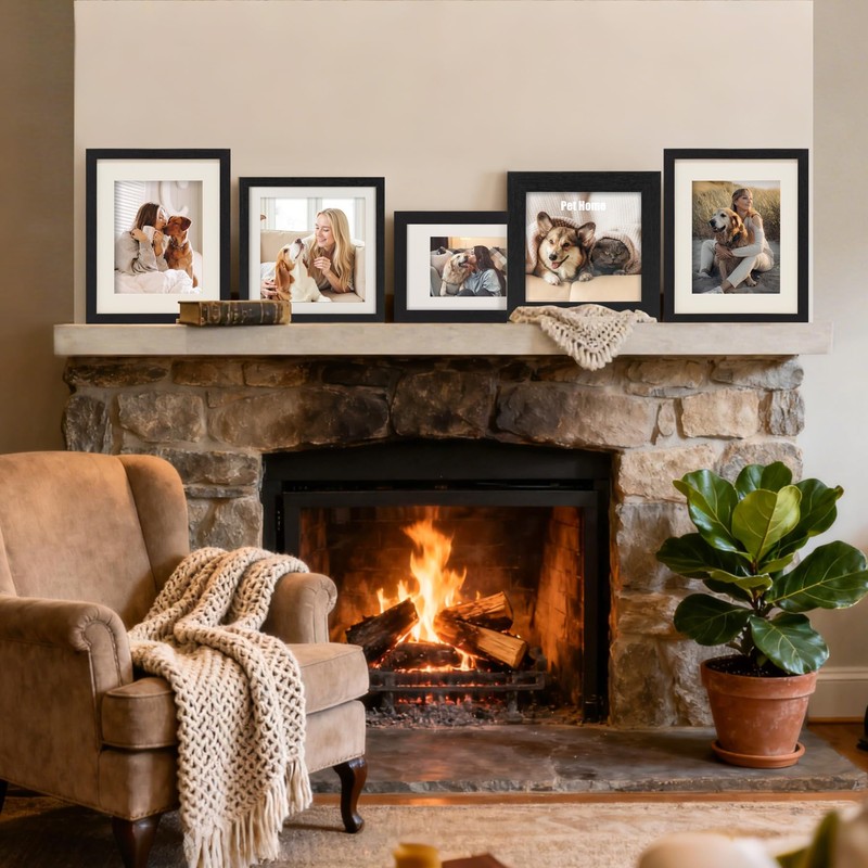 TOFOREVO 6x6 Picture Frames Set of 6 Black Wood Grain