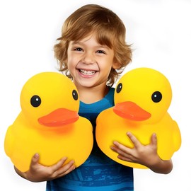 2 Pcs Jumbo Rubber Yellow Duck,Kalafona 10.3 Inch Giant Big Large Waterproof No 'Bebe' Noise No Hole Rubber Funny Duck Bath Pool Toy Without Hole for Kids Shower Birthday Party Favor Home Decor