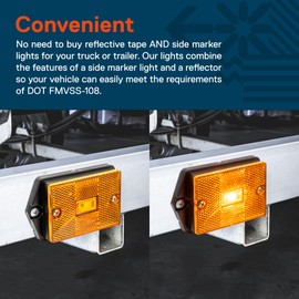 TRUE MODS 2pc 2x3 3x2 Inch Amber LED Surface Mount Side Marker Light [DOT FMVSS-108] [SAE AP2] [IP67 Waterproof] [Integrated Reflector] for Utility Boat Trailers Over 80" Camper RV Clearance Light