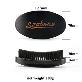 Szabeisa Wave brush—Curved 360 Wave Brush-Soft/Medium/Hard Men’s wave brush (Medium black)
