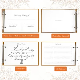 Funeral Guest Book for Memorial Service, Black Leather Celebration of Life Guest Book with Pen, 120 Pages Loose-leaf In Loving Memory Funeral Registry Sign in Book for Mourning Honoring Loved Ones
