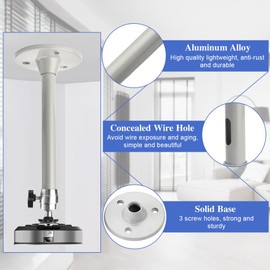 OKUYAN Mini Projector Ceiling Mount Adjustable Projector Wall Mount Bracket 360°Swivel 90°Tilt Projector Hanging Mount Projector Stand Rack Universal Projector Holder Wall Mount for Most Projector